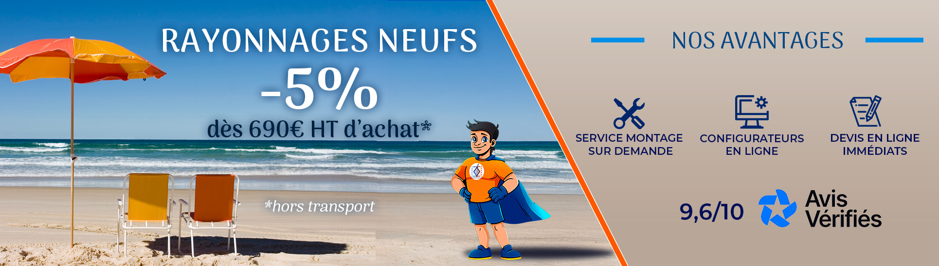 Promo rayonnages neufs Rayonnage stock